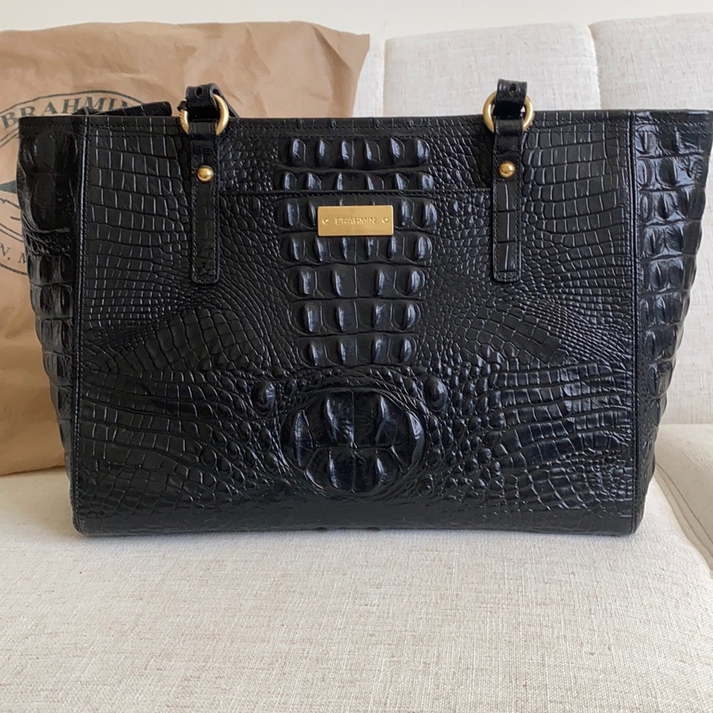 Authentic Brahmin Black Melbourne tassel tote bag